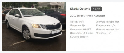 Аренда автомобиля для такси (Skoda Octavia)